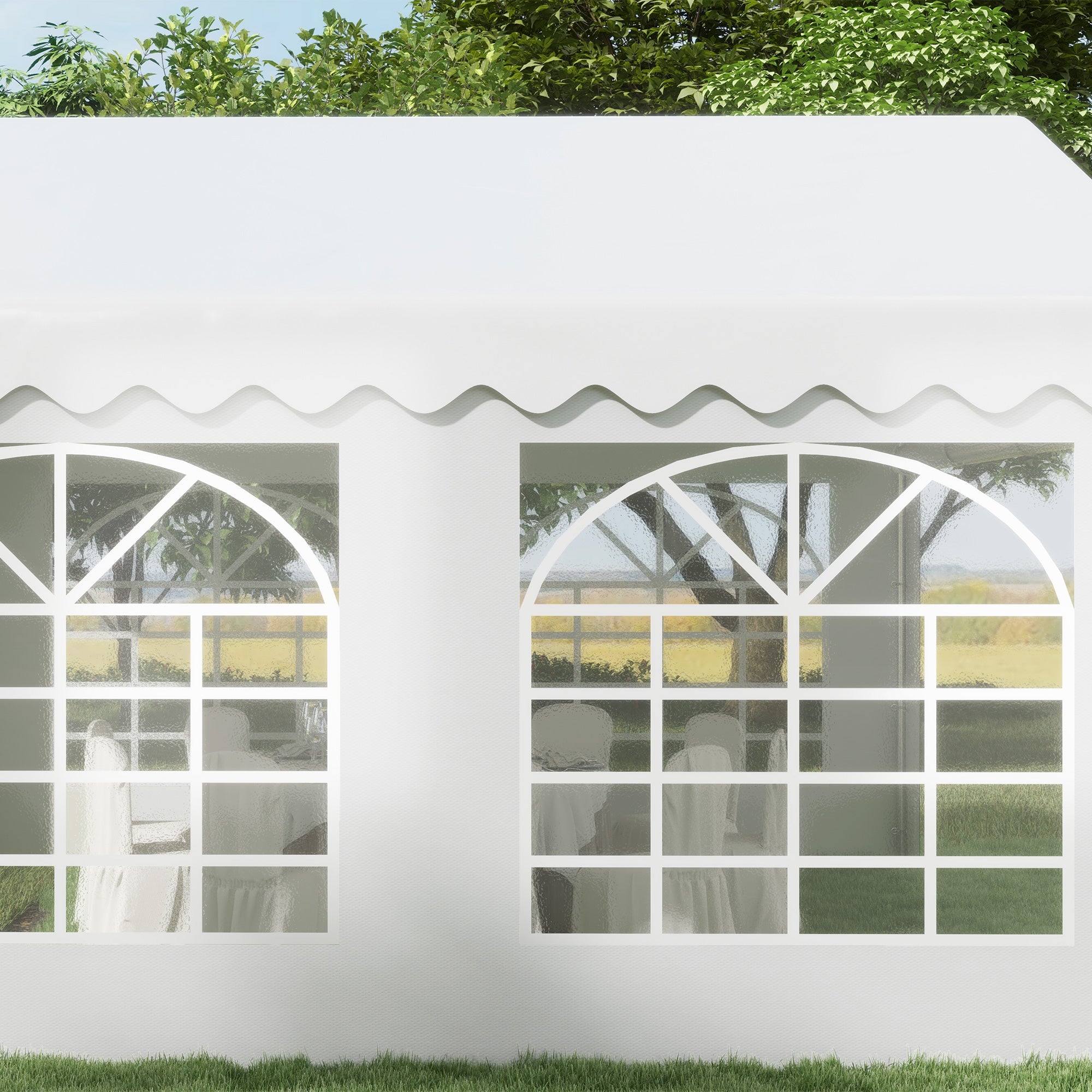 Outsunny 4m x 4m Marquee Party Tent, Heavy Duty Wedding Canopy with Sidewalls, Doors, Windows, Galvanised Garden Gazebo for Parties Events, White