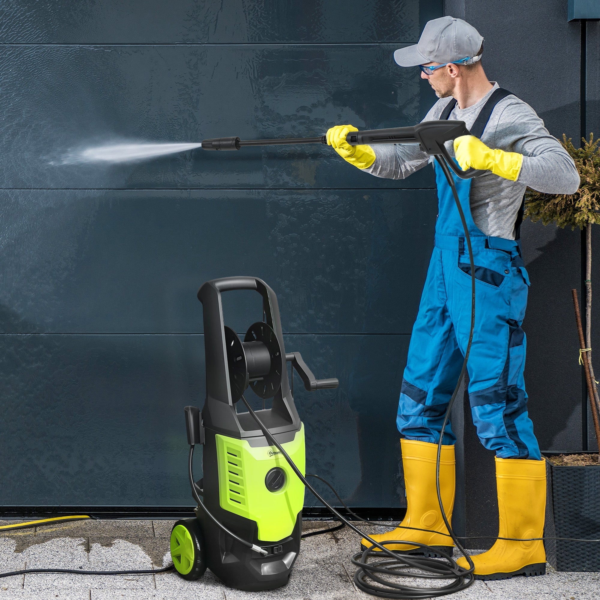 Outsunny 2200W HighÂ PressureÂ Washer, 170 Bar Pressure, 420 L/h Flow, Portable Electric Power Washer Jet Wash Cleaner with Adjustable Nozzle 6M Hose and Hose Reel for Home Patio Car Driveway