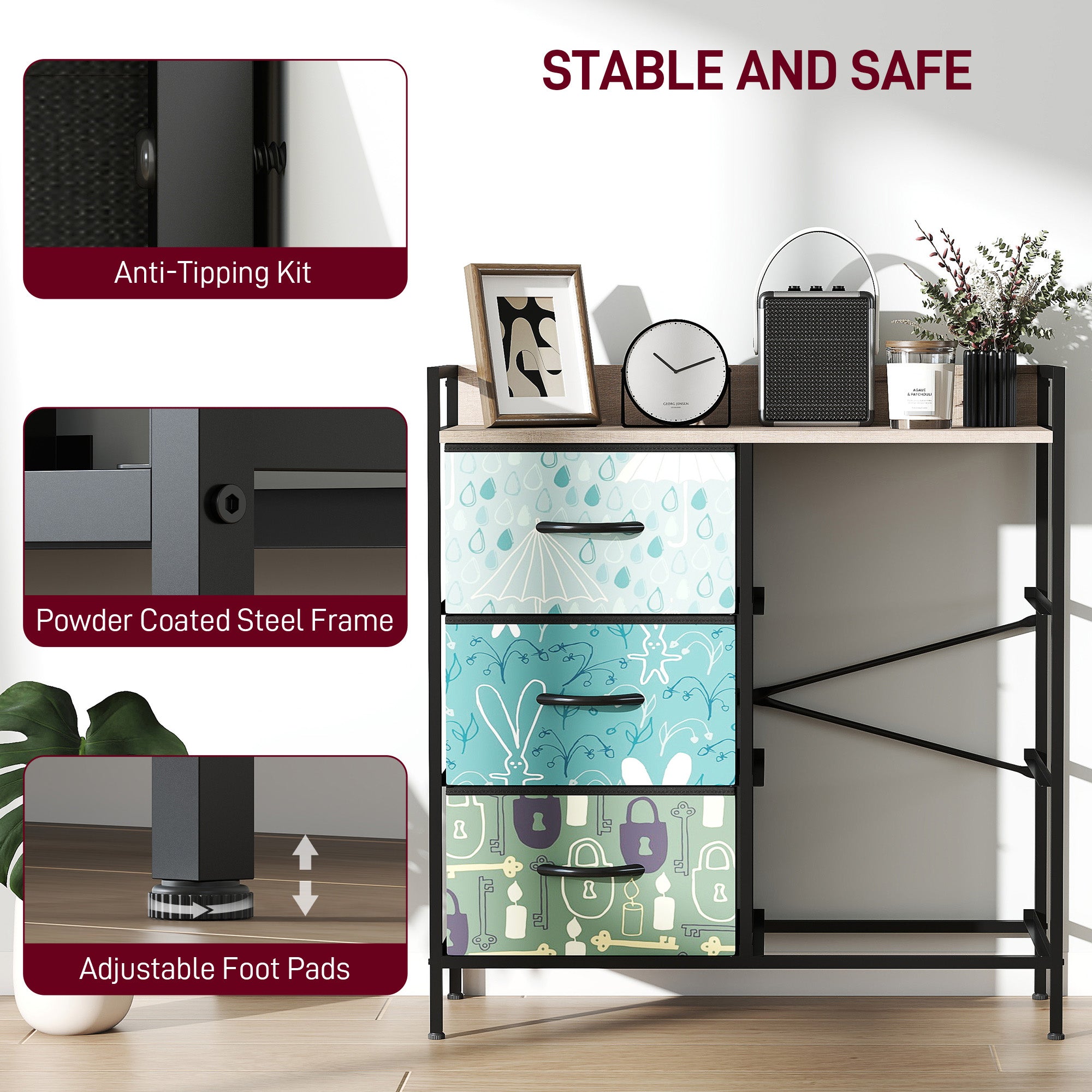 HOMCOM 6-Drawer Chest of Drawers - Blue