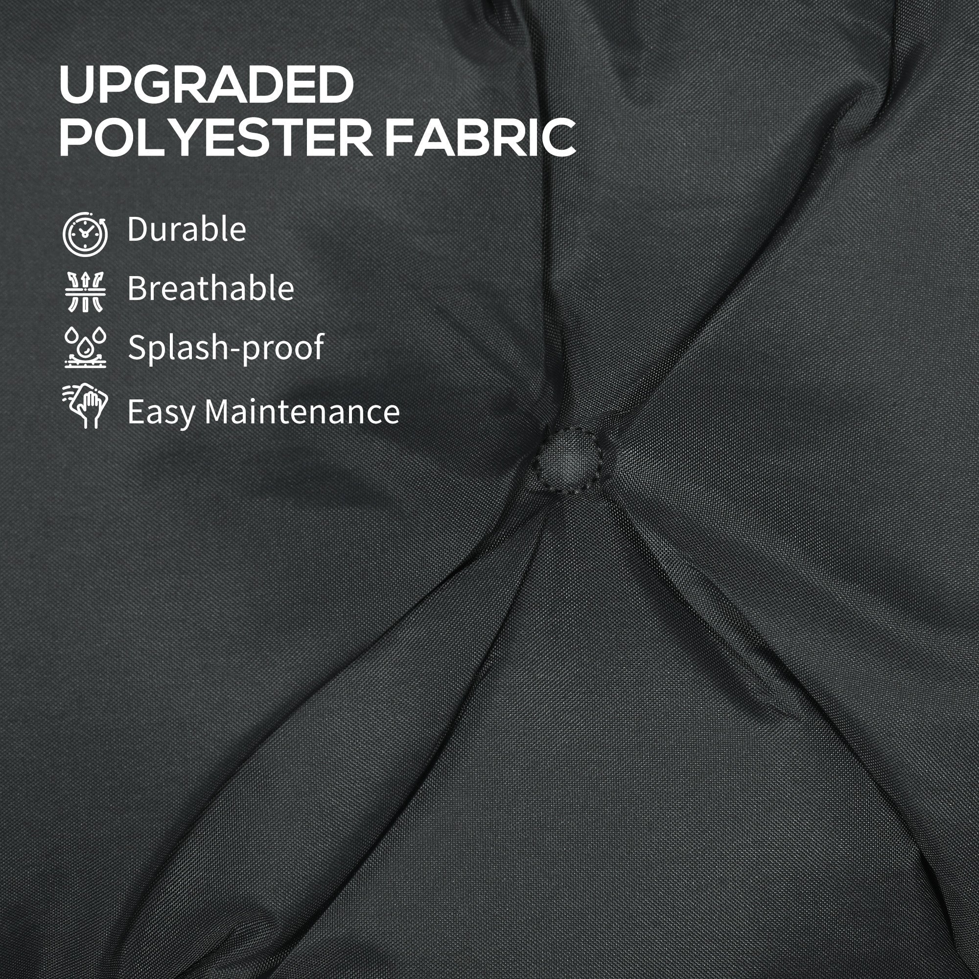 Outsunny 3 Seater Bench Pad, Garden Chair Cushion with Back and Ties for Indoor and Outdoor Use, 98 x 150 cm, Black