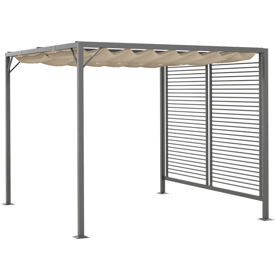 Outsunny 3 x 2.8m Metal Pergola, with Retractable Fabric Roof - Beige
