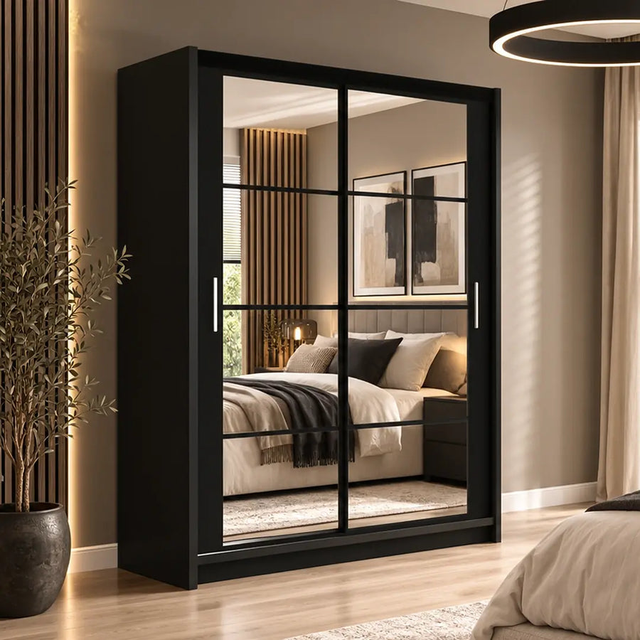 Dakota Sliding Door Wardrobe 160cm in Black