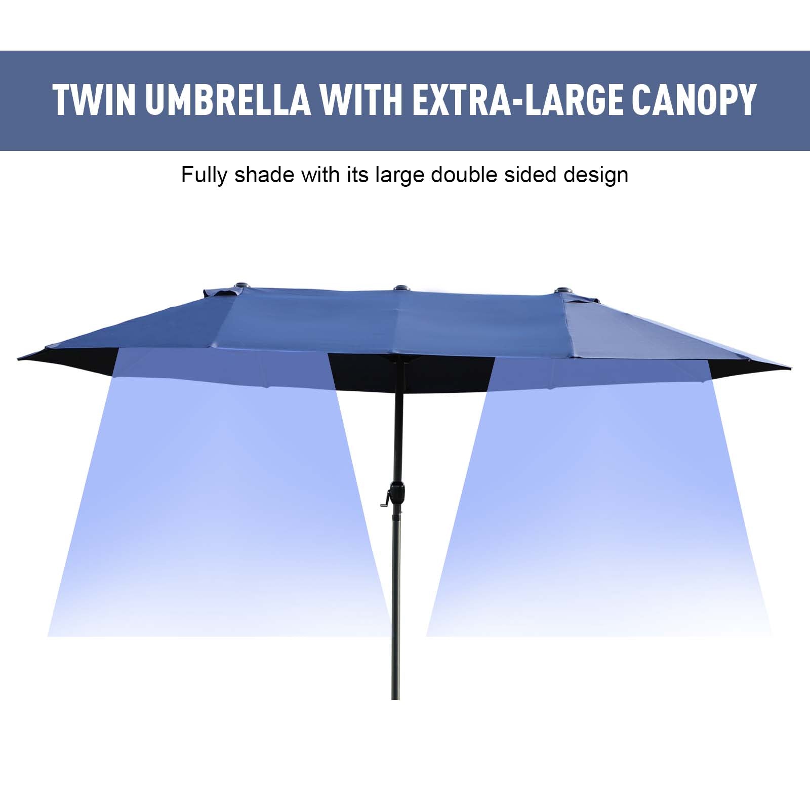 Outsunny Double-side Umbrella Parasol, 2.7x4.6Wx2.4H m-Blue