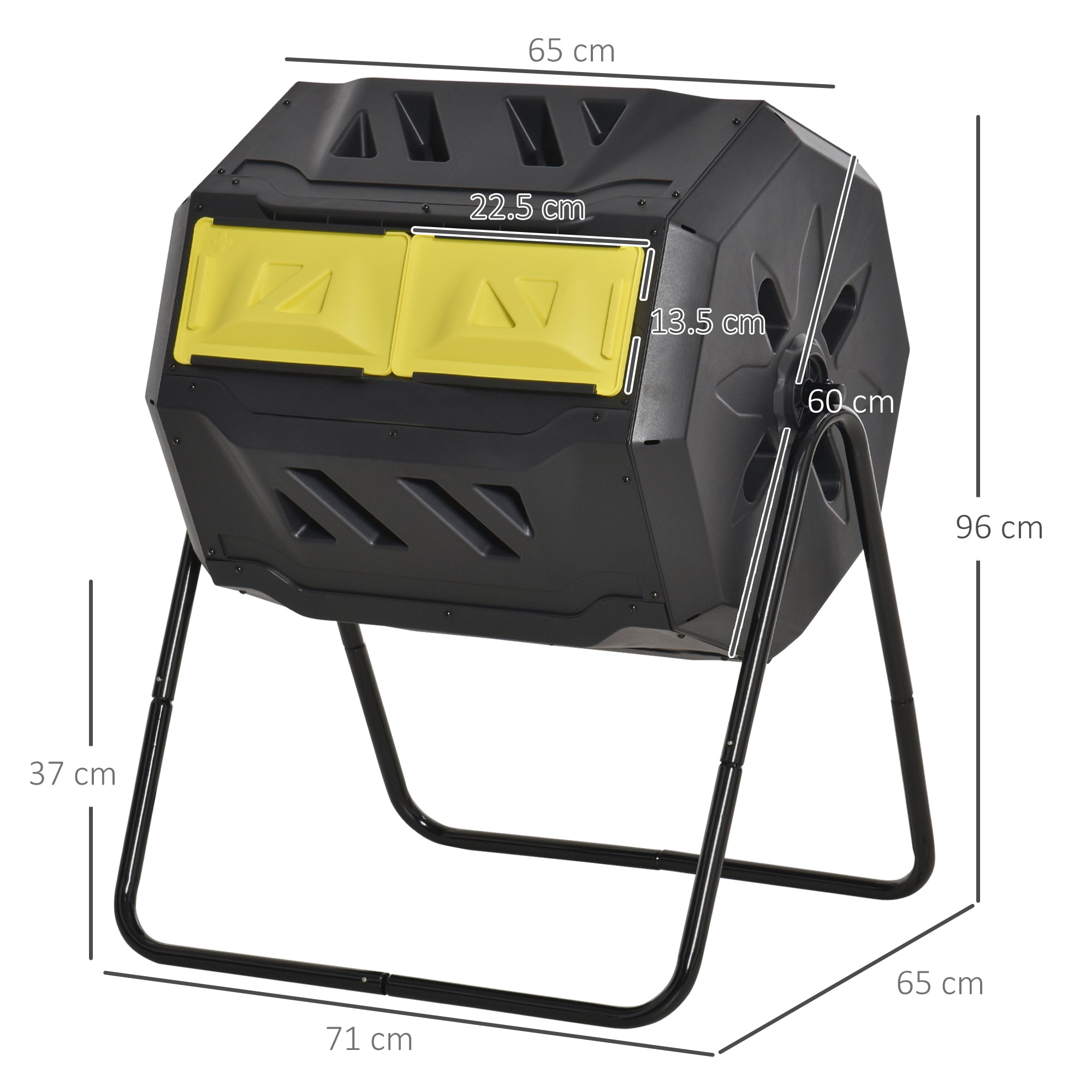 Outsunny 160L 360√Ç¬∞ Rotating Dual Chamber Composter - Yellow