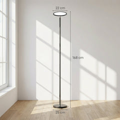 HOMCOM Uplighter Floor Lamp with Tuya App and Music Sync, Standing Lamp with Adjustable Head for Living Room Bedroom, Black