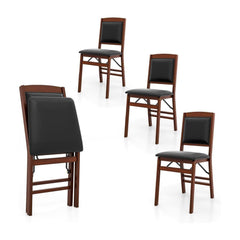 Dining Chair Set of 4 with padded seat and soft backrest in brown wood effect finish