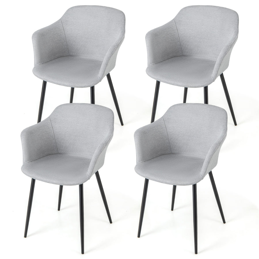 Dining Chairs Set of 4 with Ergonomic Backrest Design and Wide Armrest-White