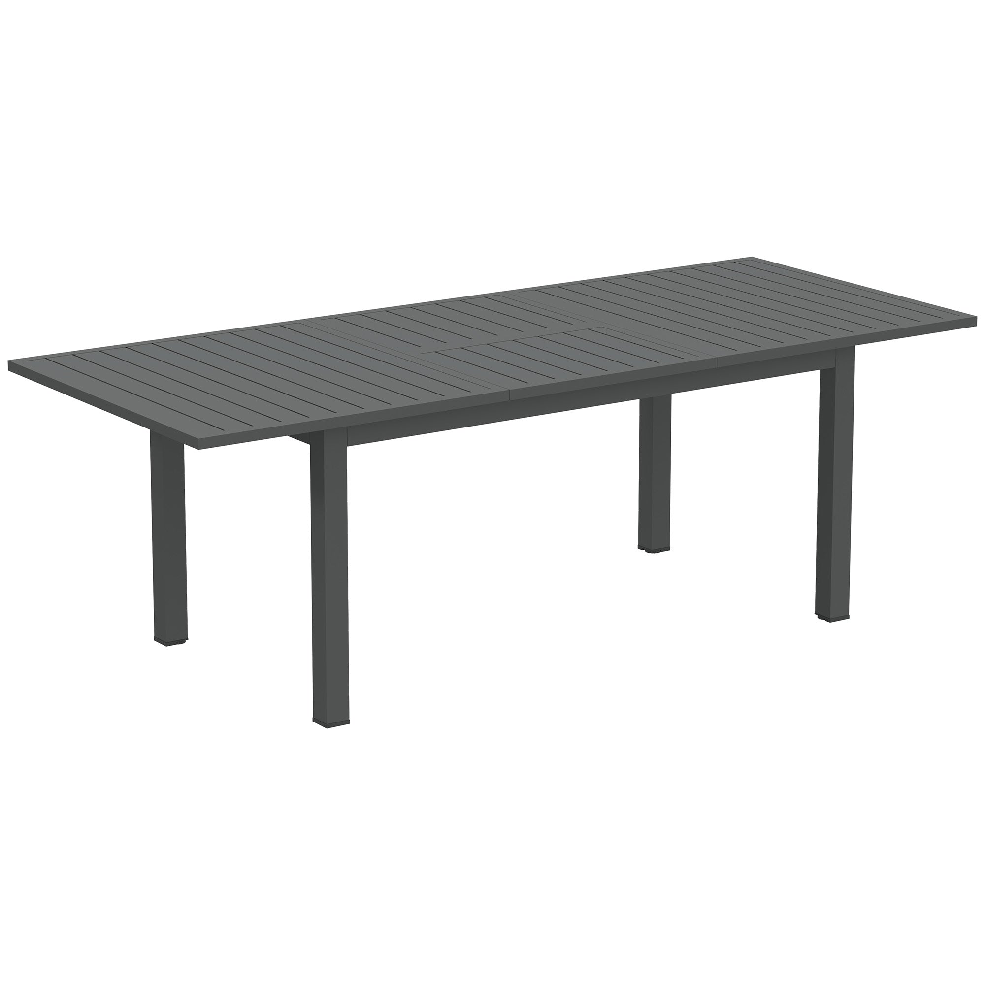 Outsunny Aluminium Extending Garden Table with Slatted Top for 6-8 Person, 160/220 x 90 x 73 cm, Grey