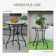 Outsunny Φ60cm Mosaic Outdoor Patio Table - Grey