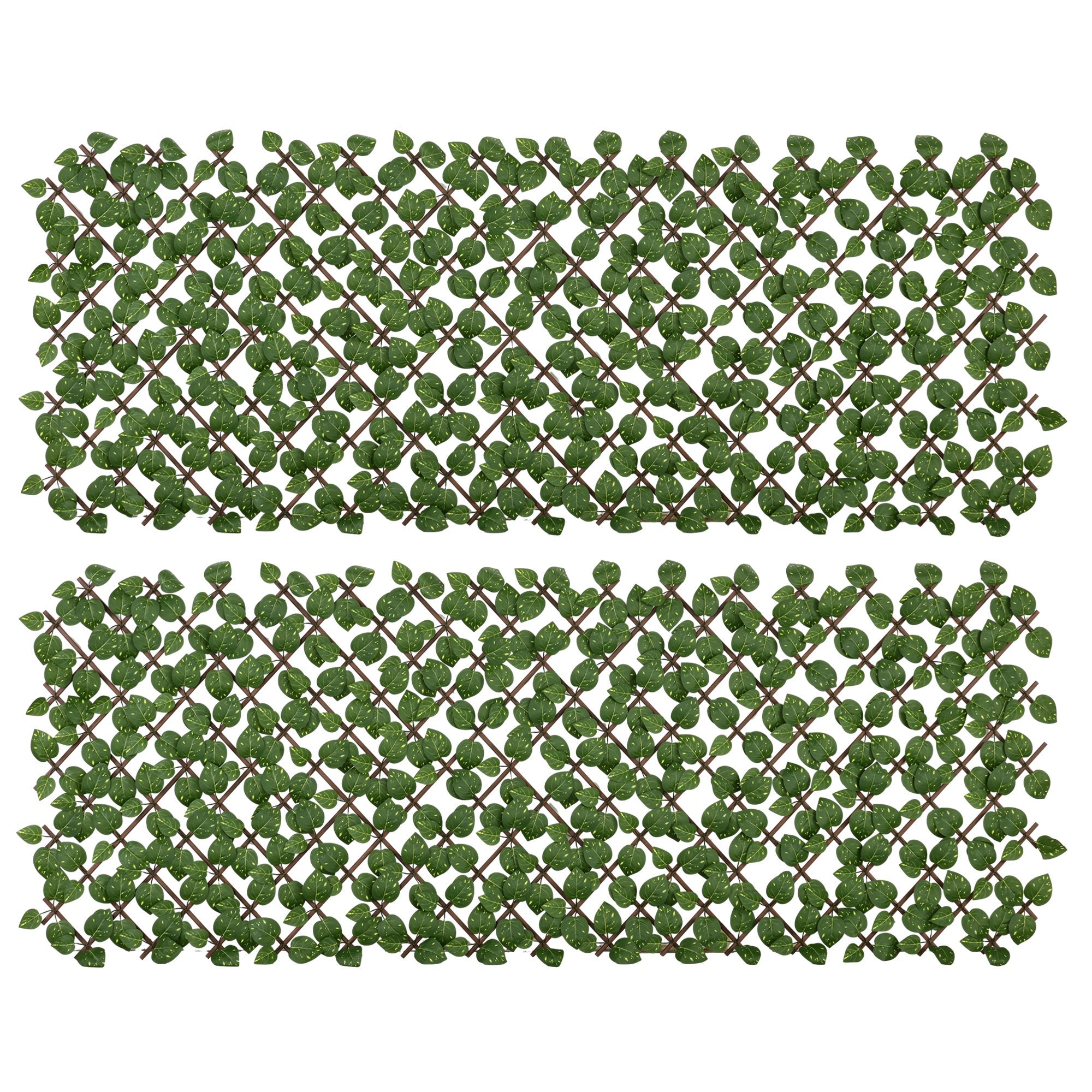 Outsunny Set of 2 Expandable Artificial Trellis Hedges â Realistic Leaf Privacy Screen, 2 x 1 m