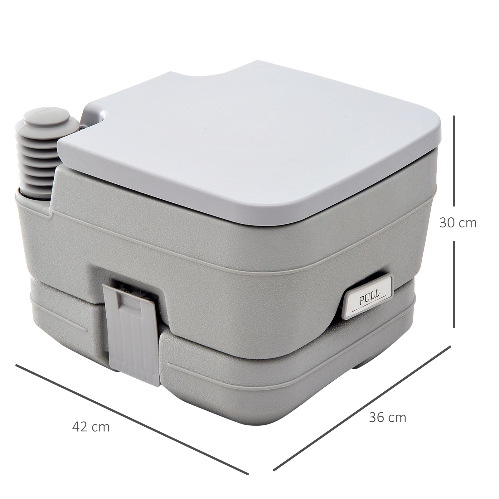 HOMCOM 10L Portable Toilet for Adults, Outdoor Camping Toilet with 2 Detachable Tanks & Push-button Operation, Compact Outdoor Travel Potty Loo with Lid, Seat for Fishing, Hiking, Picnic, Grey