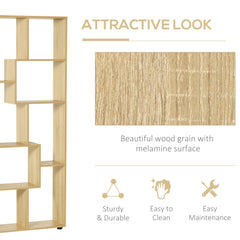 HOMCOM 8-Cube Bookcase, Tall Display Shelf, Standing Storage Rack for Study Room, Living Room, 70 x 24 x 178cm, Natural
