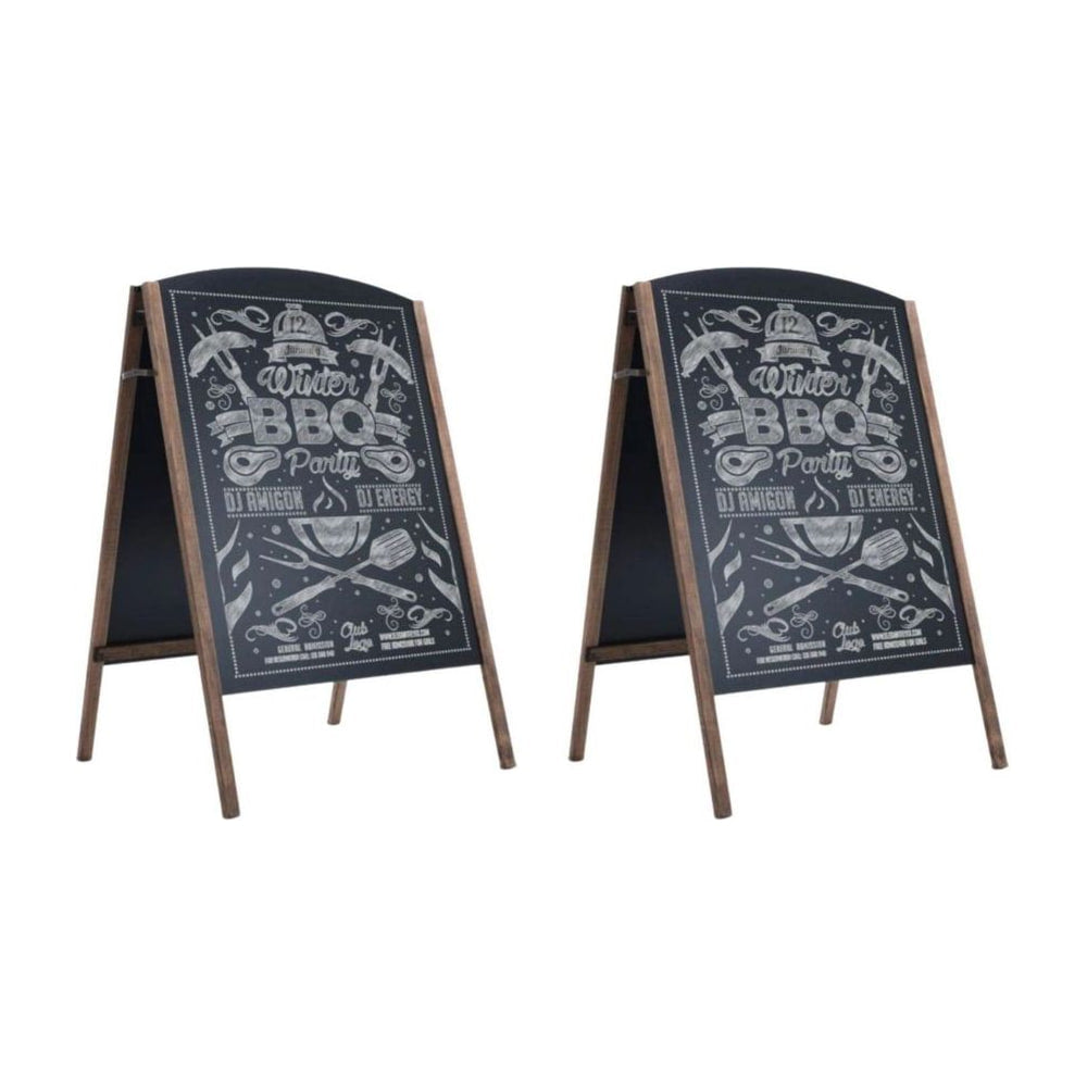 Double Sided A Frame- ChalkBoard Sign Set of 2, two signs standing side by side on a white background
