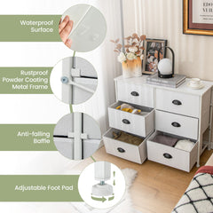 Dresser with 6 Foldable Fabric Drawers Living Room Bedroom-White