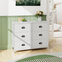 Dresser with 6 Foldable Fabric Drawers Living Room Bedroom-White