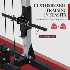 SPORTNOW Multi Home Gyms with Cable Pulley System, Cable Crossover Machine with 4 Handles for Full Body Strength Training, Power Rack for Home Workout, Black