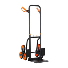 DURHAND Six-Wheel Folding Sack Barrow Trolley in Black and Orange