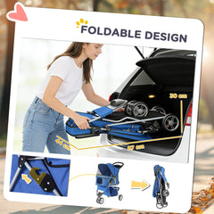 PawHut 3 Wheel Pet Stroller for Small and Miniature Dogs, Blue