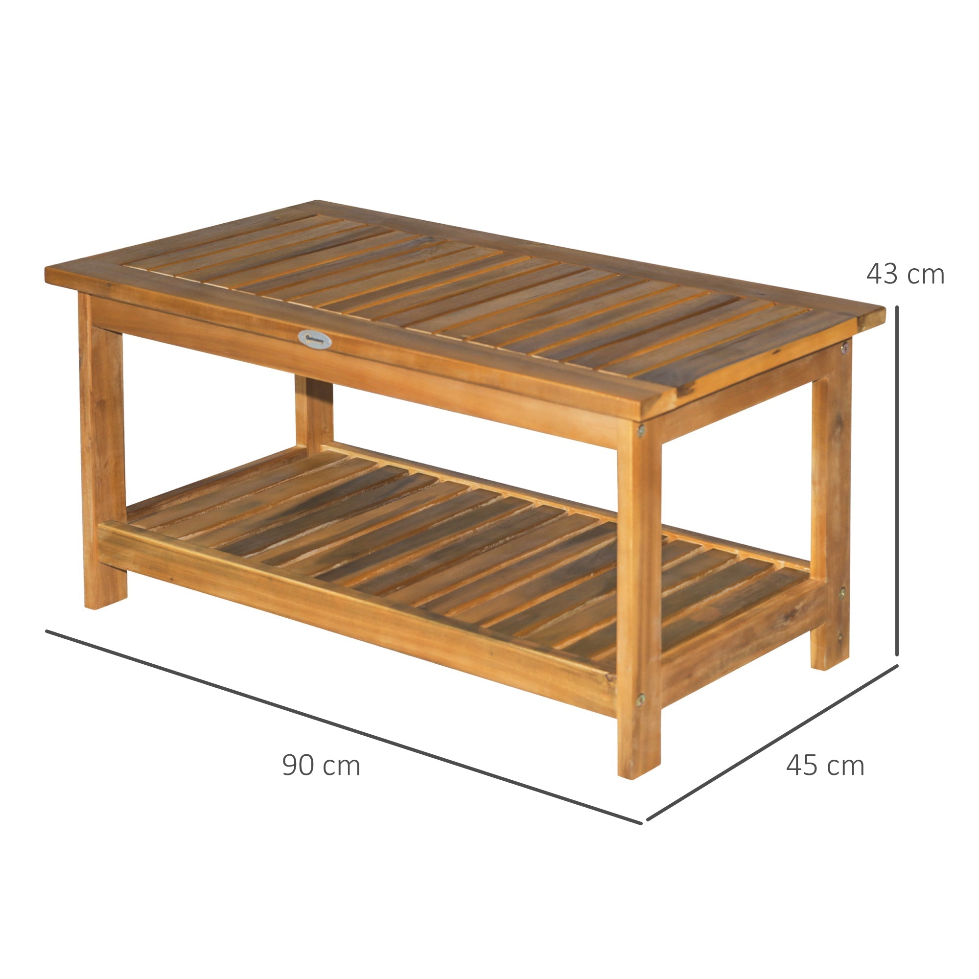 Outsunny 45 x 90cm Acacia Wood Two-Tier Garden Table