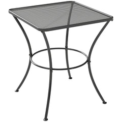 Outsunny 60cm Square Garden Table, Outdoor Metal Bistro Side Desk with Mesh Top, Black