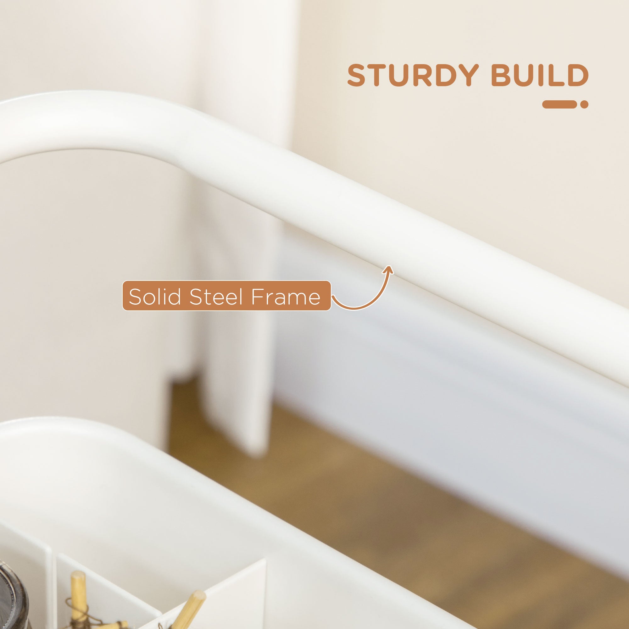 HOMCOM Three-Tier Home Trolley, with Handle and Wheels - White