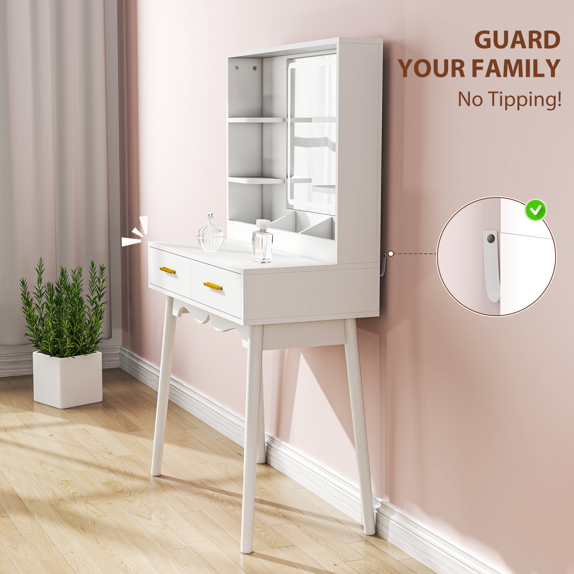 HOMCOM Elegant Dressing Table, with LED Mirror - White