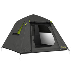 Outsunny Camping Tent 3000mm Waterproof Tent with 2 Doors for 2 Person, Grey & Green