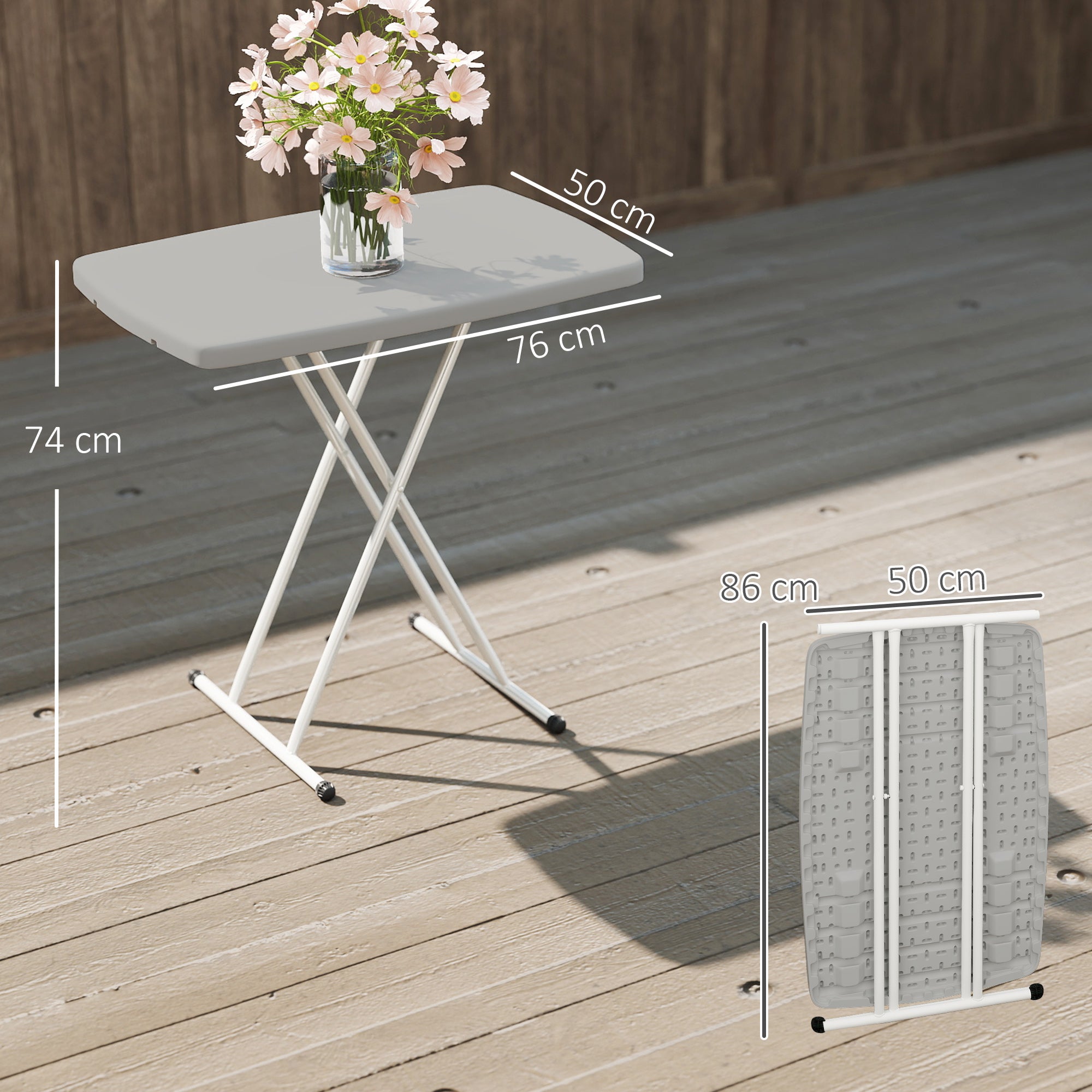 Outsunny Minimal Folding Outdoor Table - White