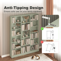 HOMCOM Bookcase with Open Storage, 6-Tier Bookshelf with Anti-Tipping Hardware, Light Green