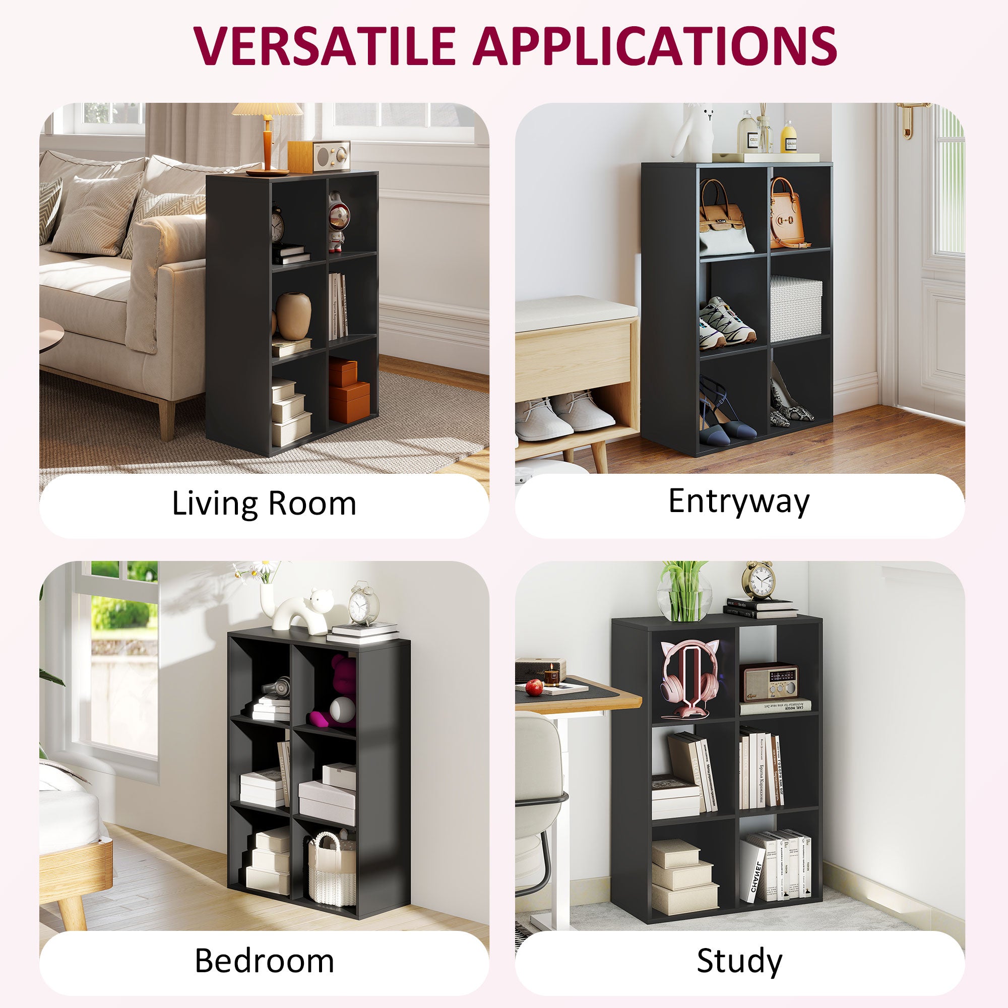 HOMCOM 6-Cube Bookshelf - Black