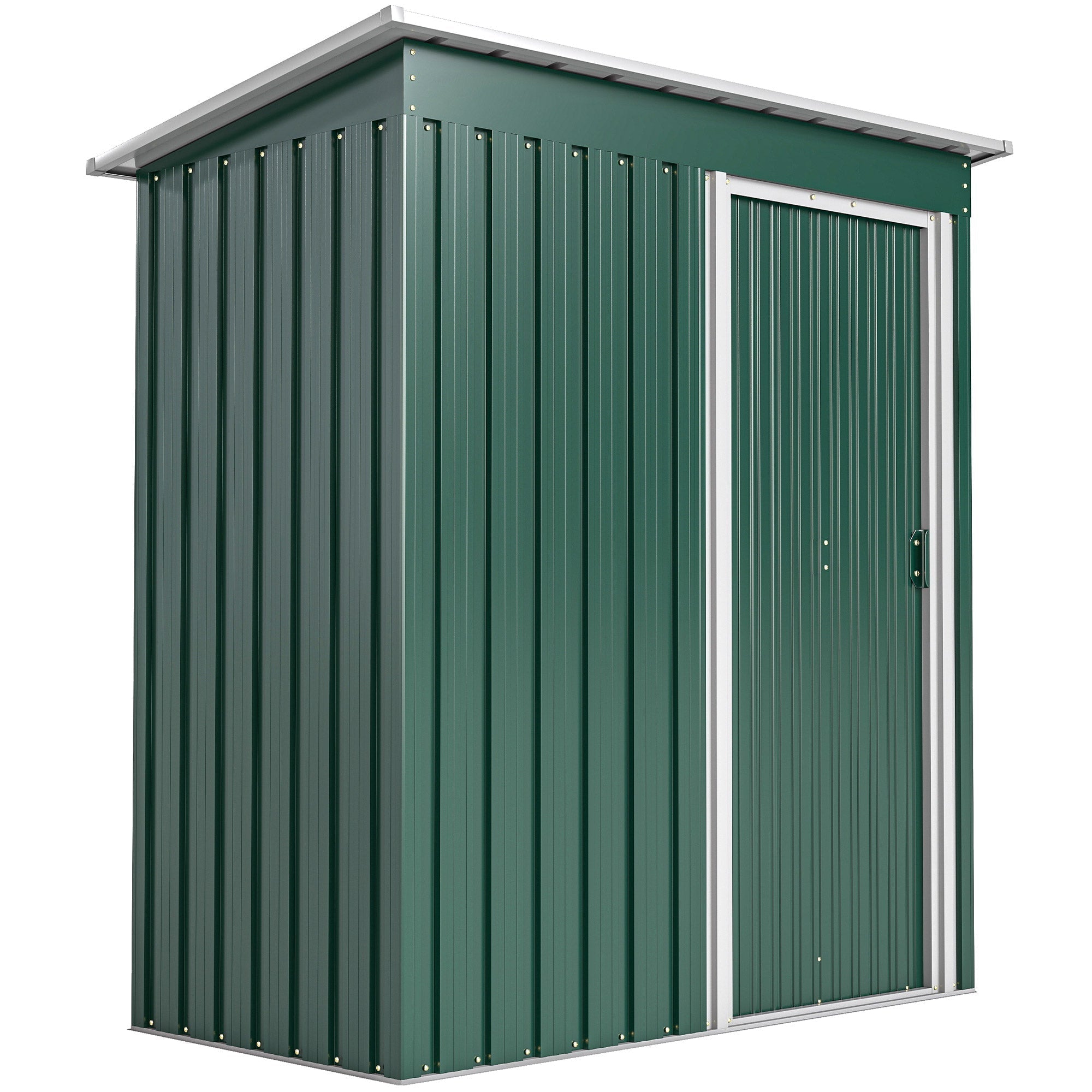 Outsunny 5 x 3ft Garden Storage Shed with Sliding Door and Sloped Roof Outdoor Equipment Tool, Green