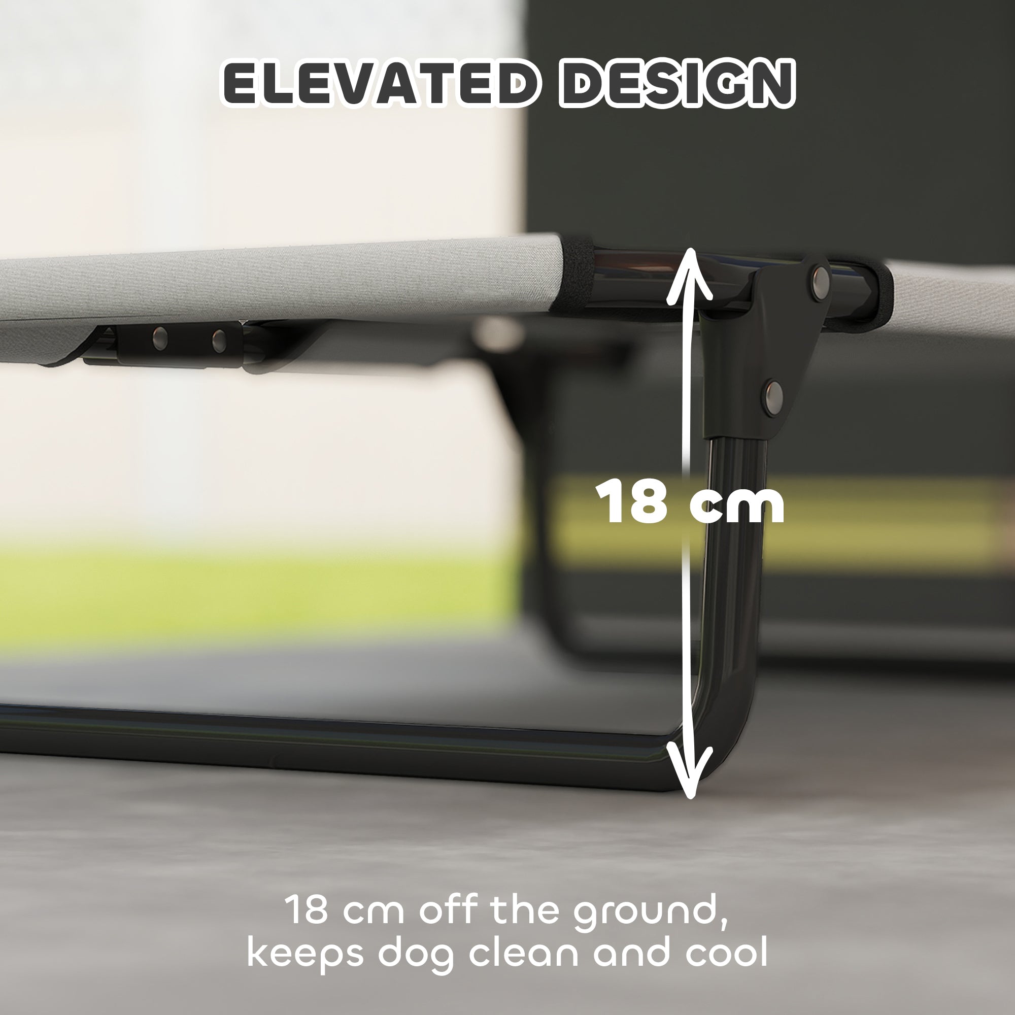 PawHut Portable Raised Dog Bed, Elevated Pet Cot with Breathable Mesh for Indoor Outdoor, for Small Medium Dogs, Light Grey