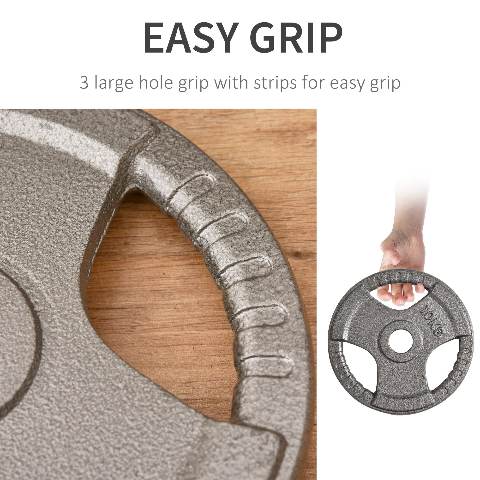 HOMCOM Set of 2 Cast Iron Weight Plates for 2"/5cm Hole Dumbbell Handle Bar, Barbell Weight 2 x 10kg