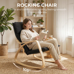 HOMCOM Lounge Chair, Comfortable Relax Rocking Chair with Headrest, 67W x 92D x 89H cm, Black