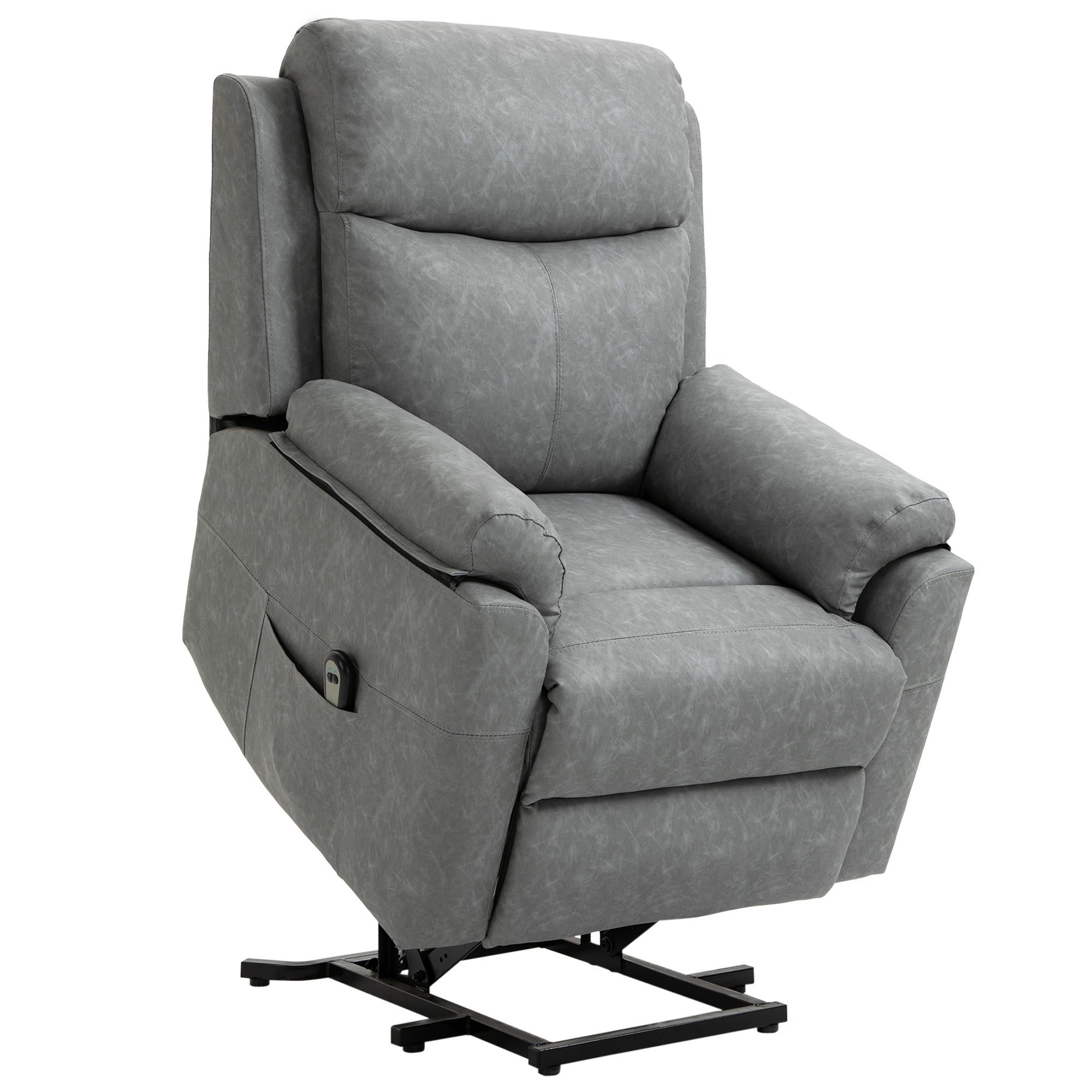 HOMCOM Faux Leather 70√Ç¬∞ Electric Riser Recliner Chair - Grey