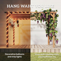 Outsunny 3 x 3 m Wooden Pergola Kit, Garden Pergola Gazebo Grape Trellis with Triangle Supports, 5 Beams, Maple Wood-effect