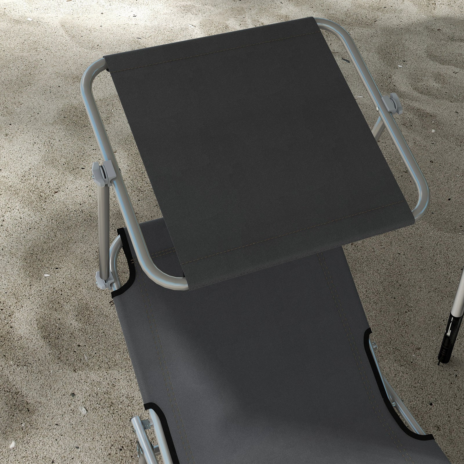 Outsunny Folding Sun Lounger Set of 2 with Canopy, Reclining Sunbed with 4-Position Adjustable Backrest, 600D Oxford Cloth, Portable Garden Lounger Recliner Chair for Beach, Camping, Patio, Grey