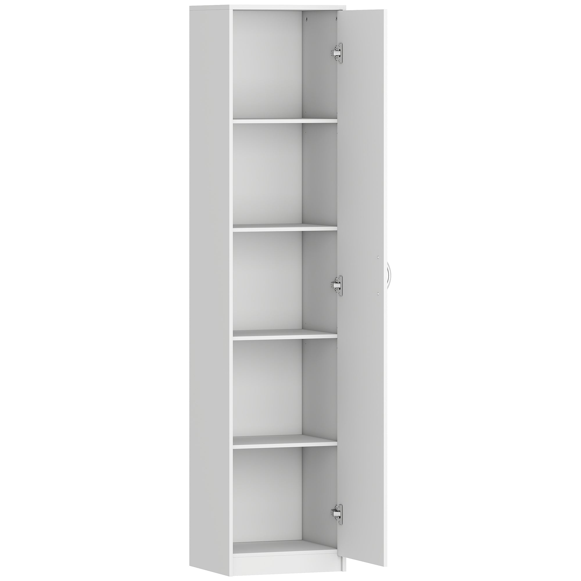 HOMCOM 180cm Tall Kitchen Cupboard, Freestanding 5-Tier Pantry Storage Cabinet with Adjustable Shelf, White