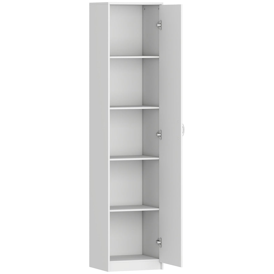 HOMCOM 180cm Tall Kitchen Cupboard, Freestanding 5-Tier Pantry Storage Cabinet with Adjustable Shelf, White