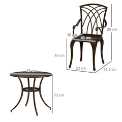 Outsunny 5 Pieces Garden Dining Set for 4, Cast Aluminium Outdoor Dining Set with 4 Armchairs and Round Dining Table with Parasol Hole, Garden Furniture Set, Bronze Tone