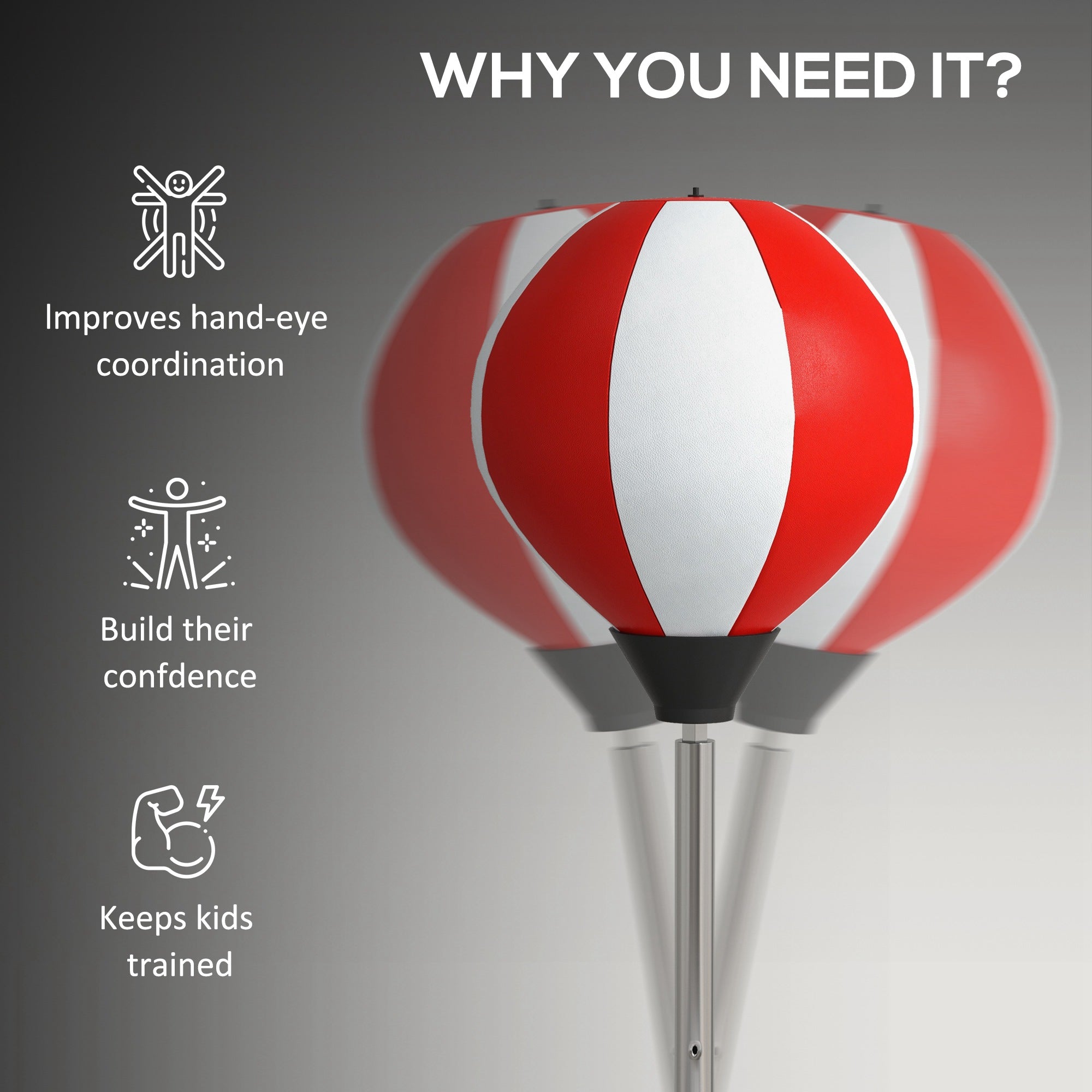 HOMCOM Punching Bag with Stand Boxing Bag Set with Adjustable Height, Red