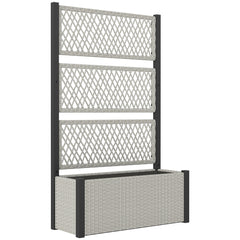 Outsunny Garden Planter Box with Trellis, Liner for Climbing Plants, Vegetables, Flowers, 90 x 35 x 148 cm, Mixed-grey