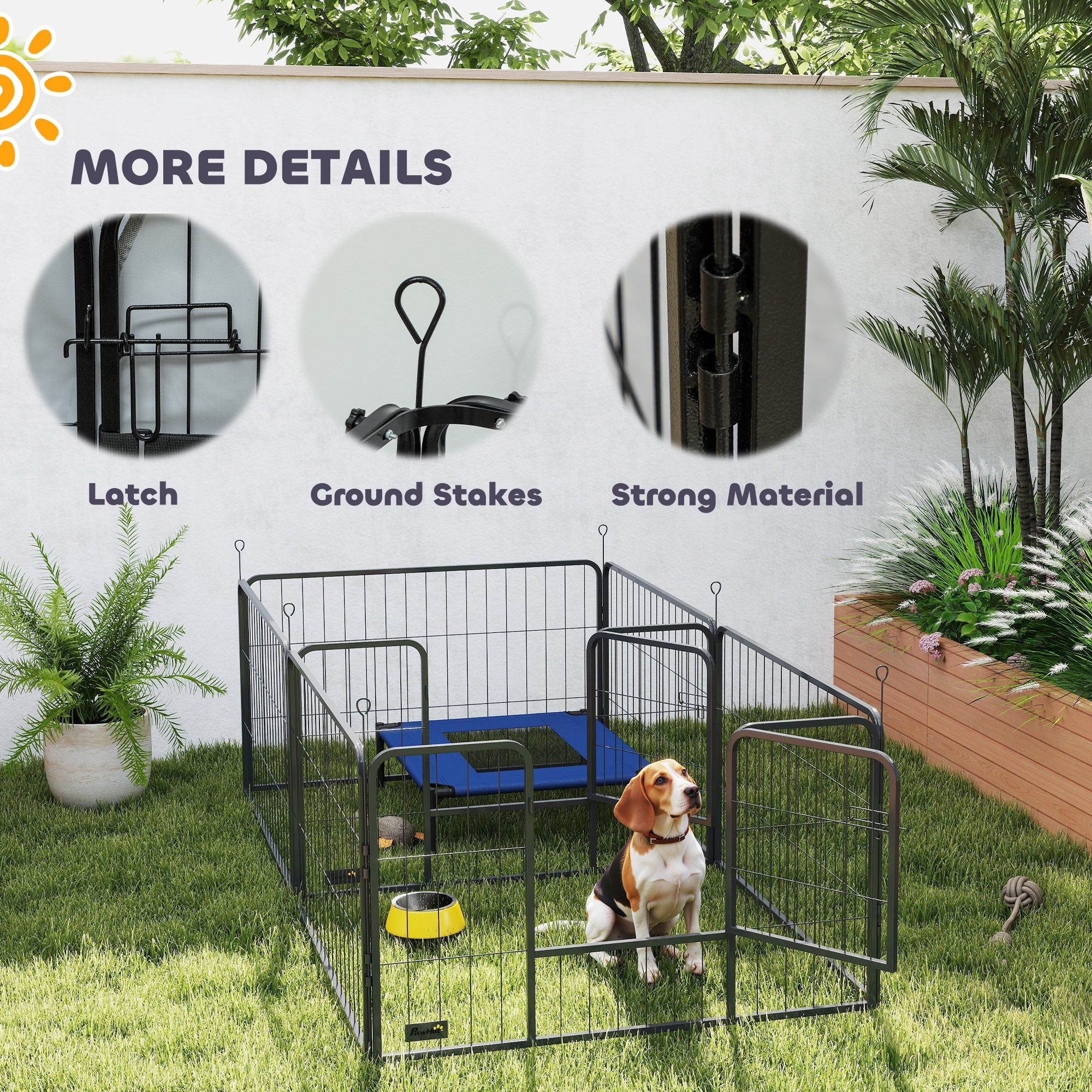 PawHut Seven-Panel Dog Whelping Box, Dog Playpen with Washable Whelping Pads, Wind-Resistant Fabric, for Small and Medium Dogs