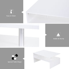 HOMCOM Coffee Table with Storage, 2-Tier Centre Table, Modern Living Room Table with Open Shelf and Aluminium Poles, White