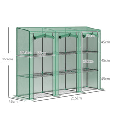 Outsunny 46 x 215 cm Nine-Shelf Greenhouse - Green