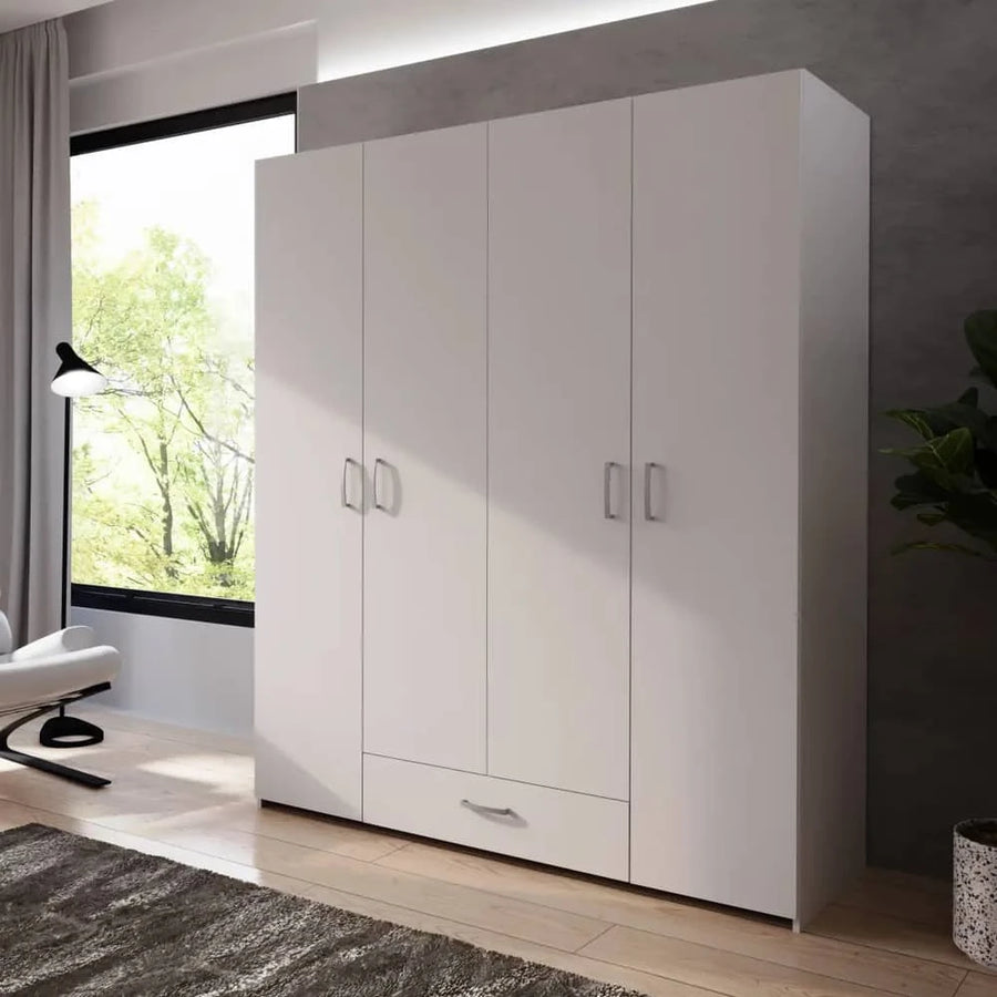 Econobox Hinged Door Wardrobe 159cm in White