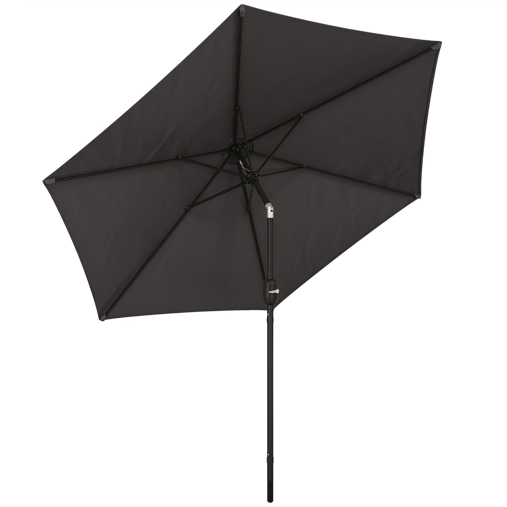 Outsunny 2.6 m Garden Parasol Umbrella with Aluminium Pole, Outdoor Patio Umbrella with Tilt and Crank, Vent, Black