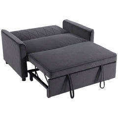 HOMCOM 2 Seater Sofa Bed, 3-in-1 Convertible Pull Out Sleeper Sofa with Clik-Clack Adjustable Backrest, Dark Grey