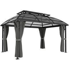Outsunny 4 x 3m Aluminium Frame Hard Gazebo, with Accessories - Black
