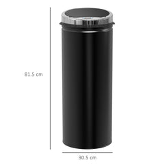 HOMCOM 50L Automatic Motion Sensor Rubbish Bin with Fingerprint Resistant, Stainless Steel, Black